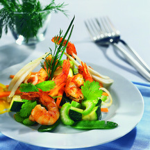 recette Crevettes pimentÃ©es sur Ã©mincÃ© de lÃ©gumes