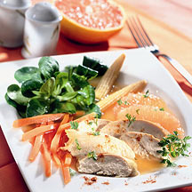 recette Salade de pintade au pamplemousse rose